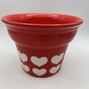 Vintage Waechtersbach Red White Heart Flower Pot Planter Germany Valentine 7.25"
